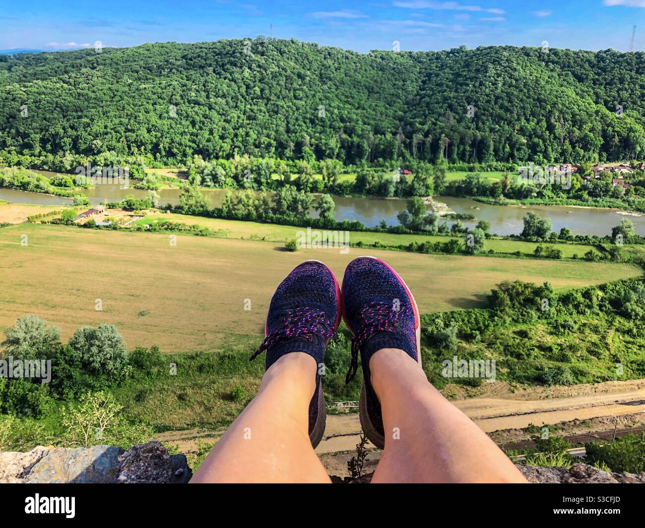 Feet perspective from top of a hill - Smartphone Captured Stock Image