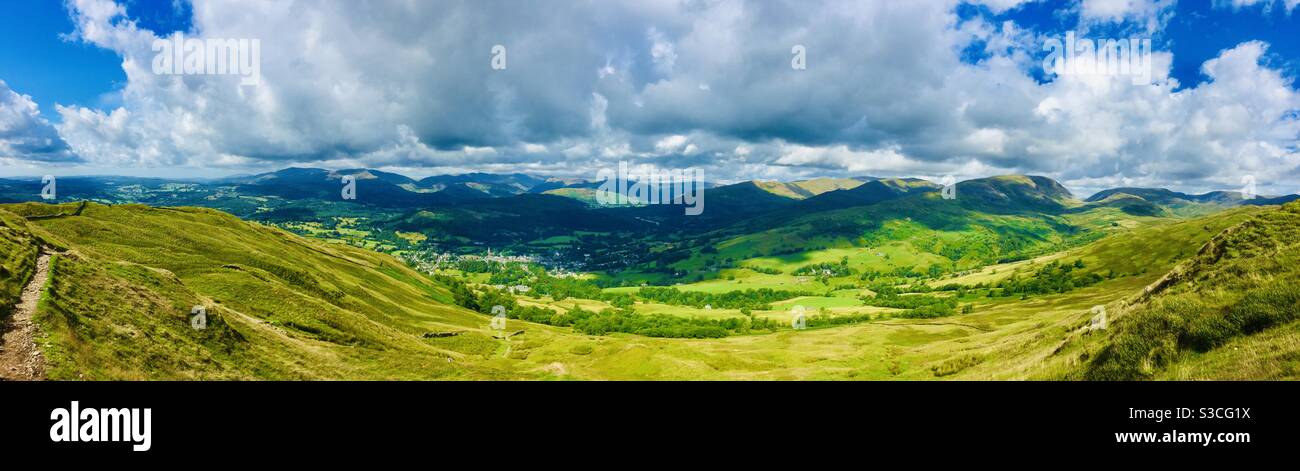 Lake District panoramic view from Wansfell - Smartphone Captured Stock Image