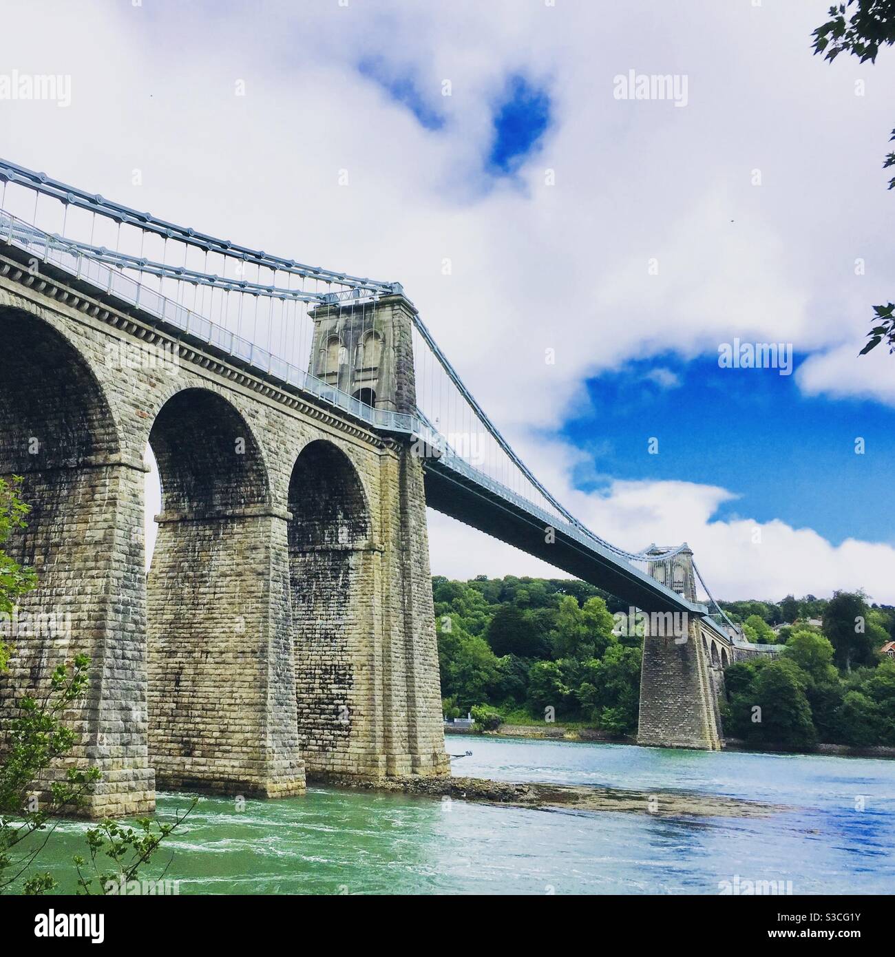 Menai suspension bridge North Wales - Smartphone Captured Stock Image