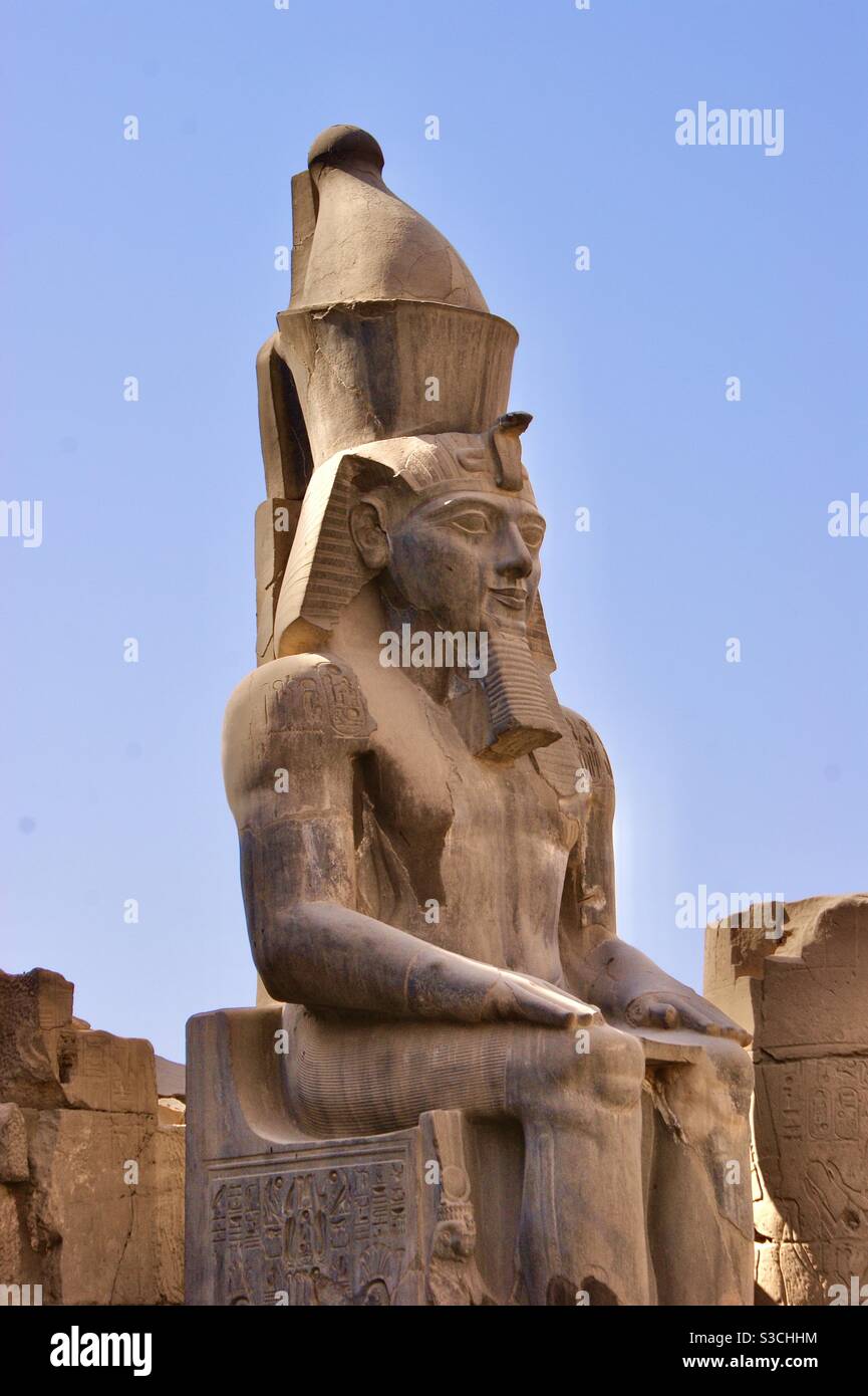Ancient statue of ramases II in Luxor temple Luxor Egypt Stock Photo