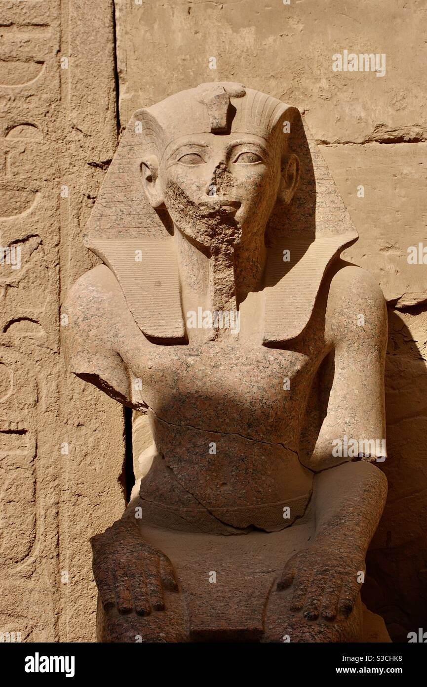 Ancient statue of pharaoh in Luxor temple Stock Photo