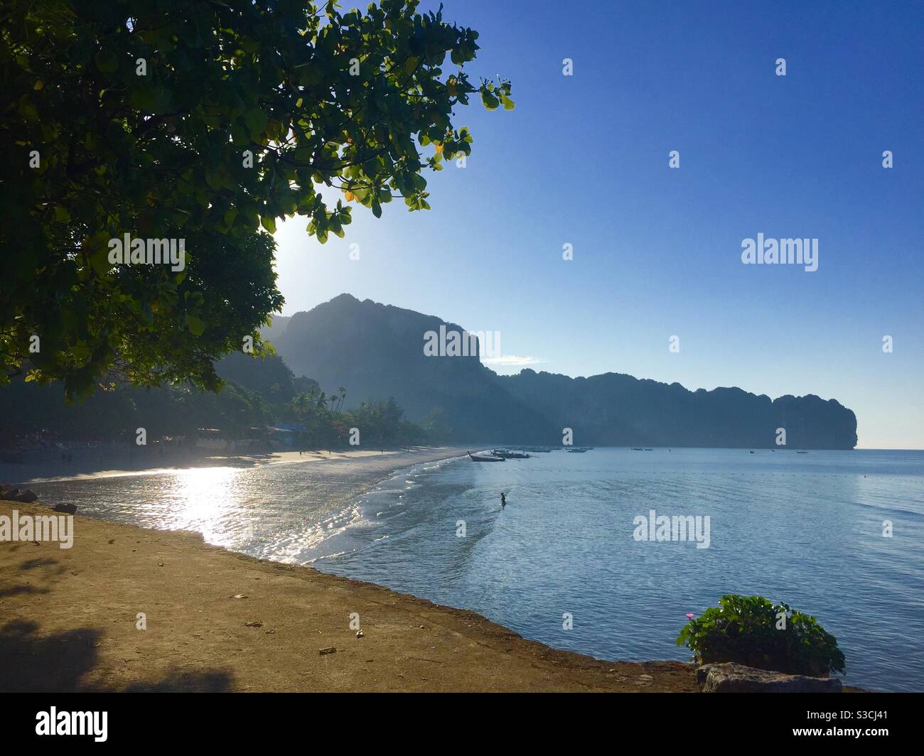 Sunrise Ao Nang beach Krabi Thailand Stock Photo