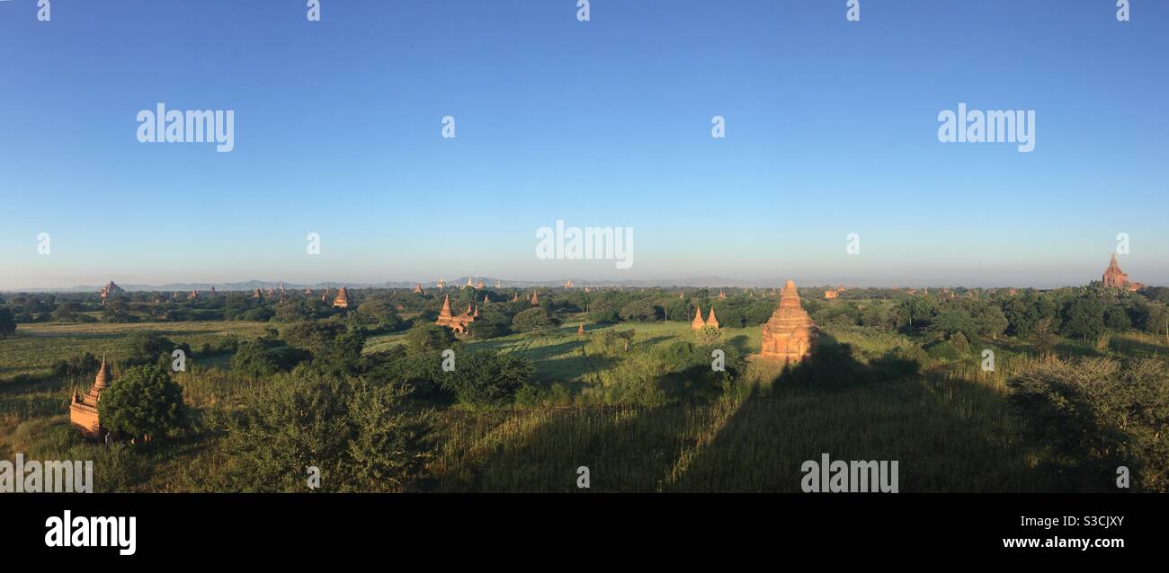 Temples of Bagan Myanmar panoramic Stock Photo