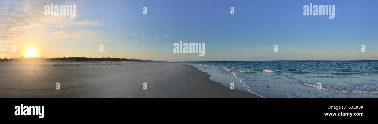 Sun rising over the beach at Moreton Island Queensland Australia Stock Photo