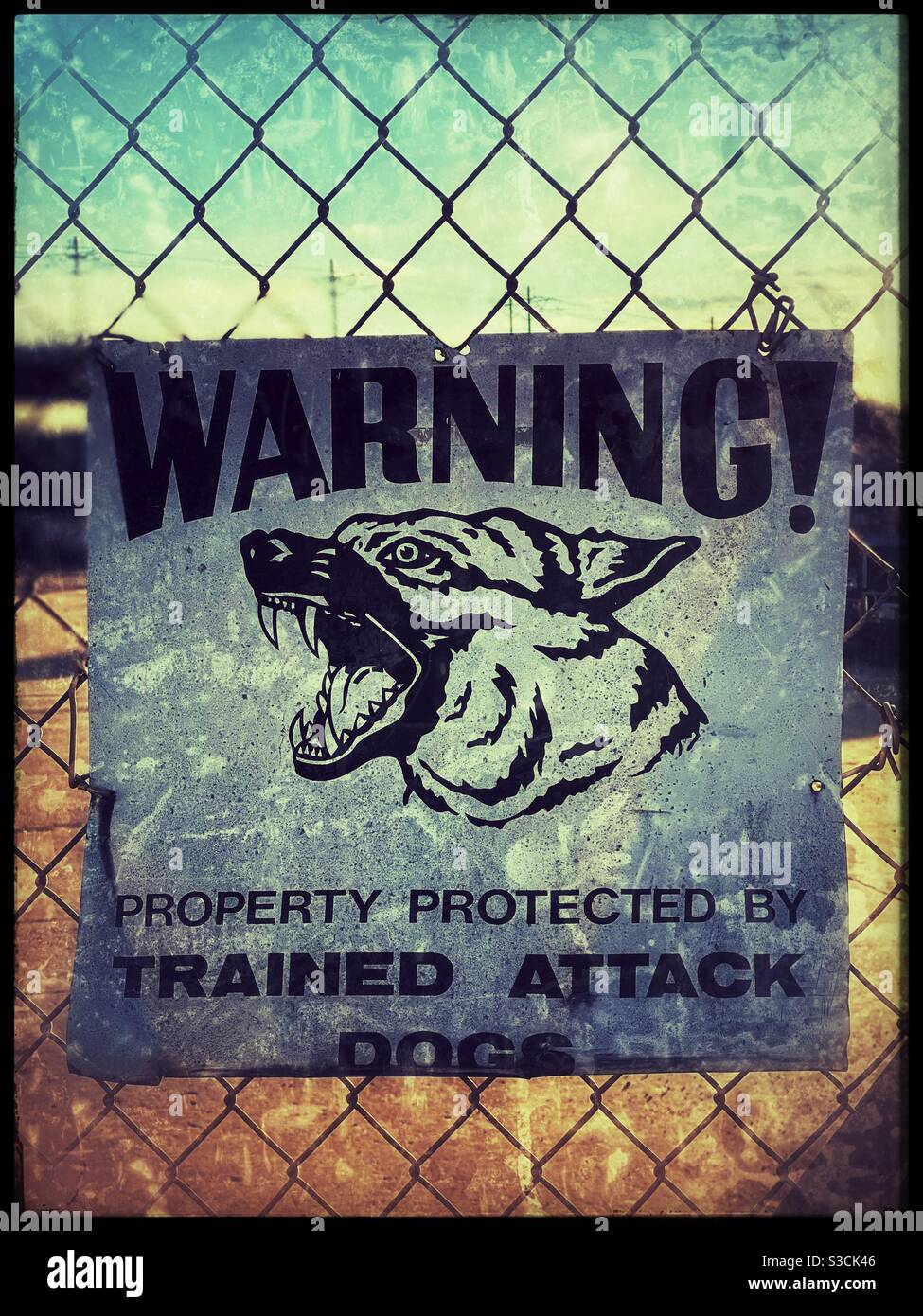 Vicious dog warning sign Stock Photo