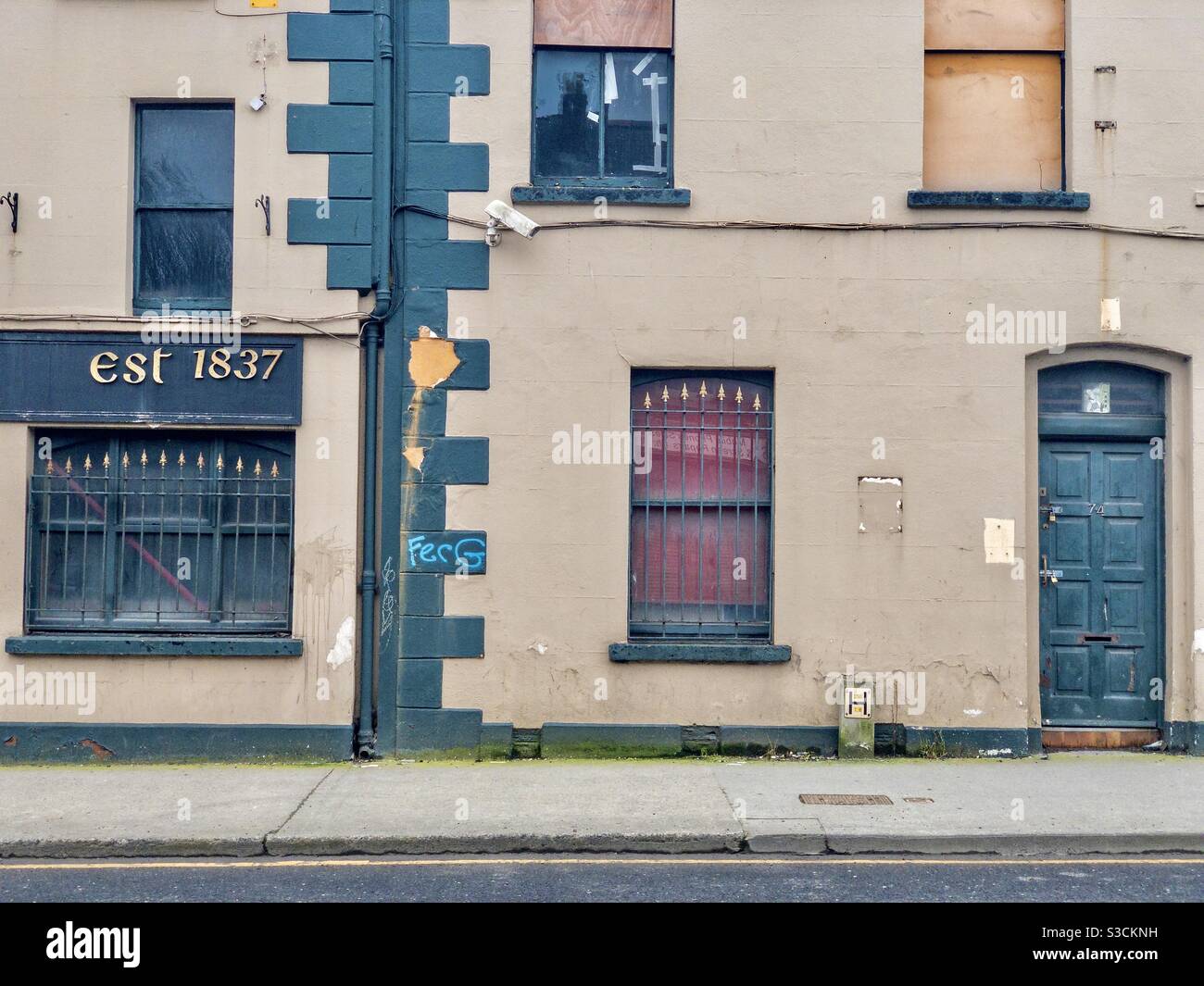 An old derelict bar and house in Dublin Ireland. - Smartphone Captured Stock Image