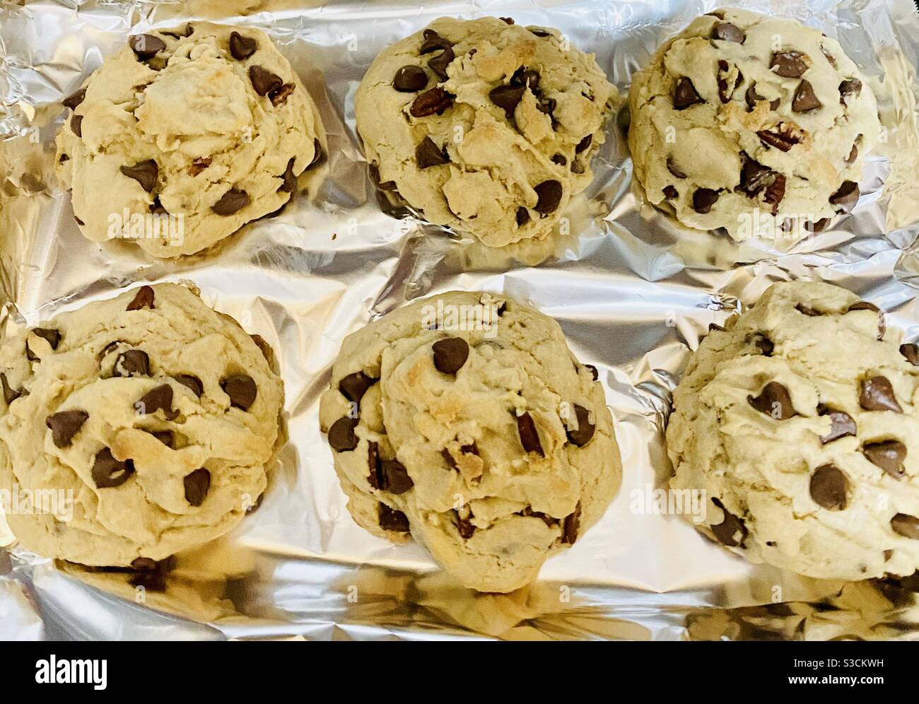 Jumbo Chocolate Chip Cookies Stock Photo Alamy