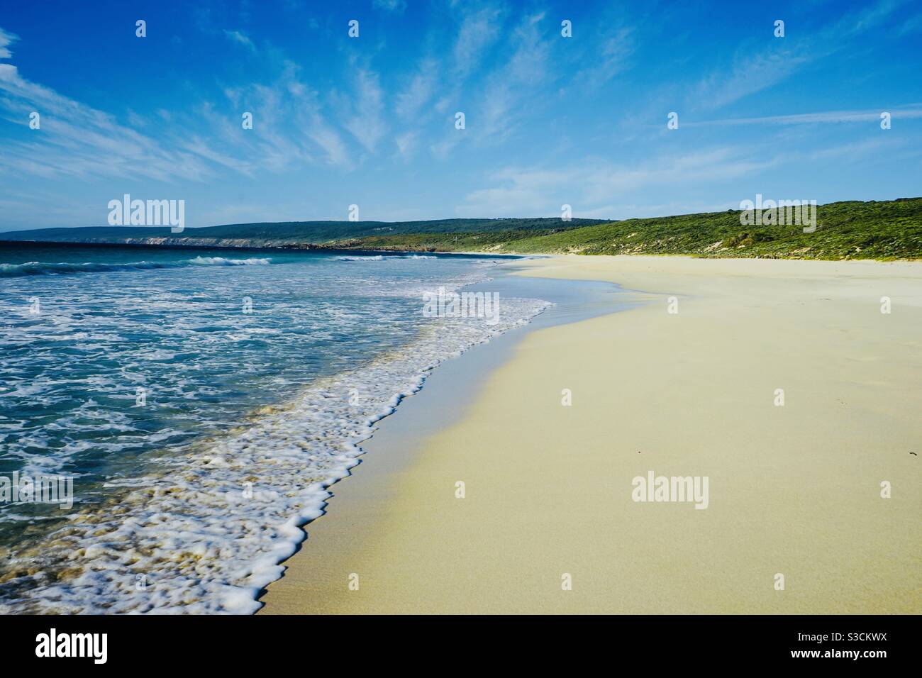 Looking down the beach at Smiths Beach Margaret River Western Australia - Smartphone Captured Stock Image