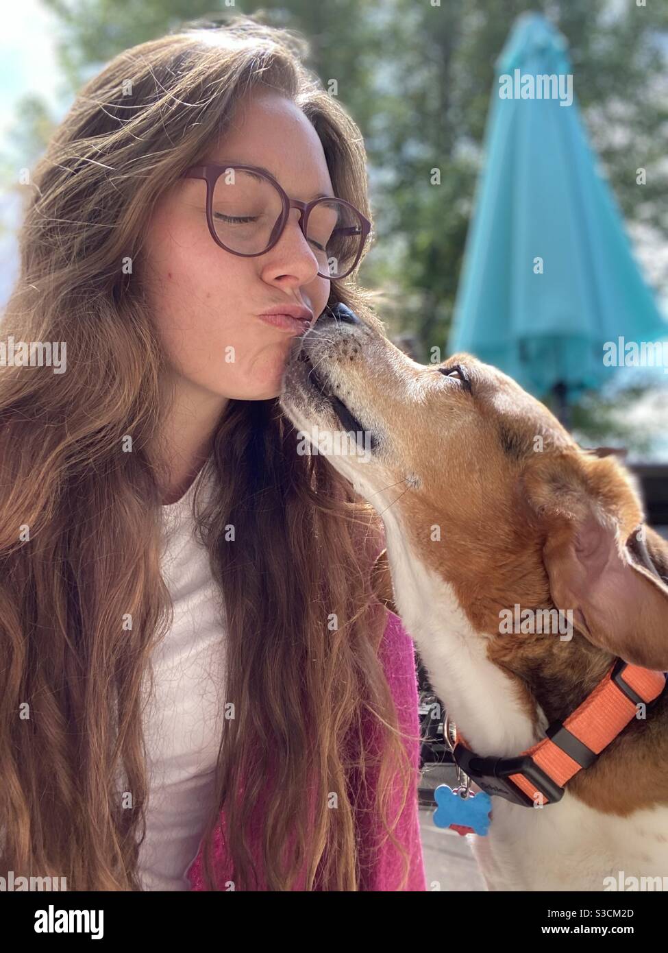 Woman kisses dog hires stock photography and images Alamy