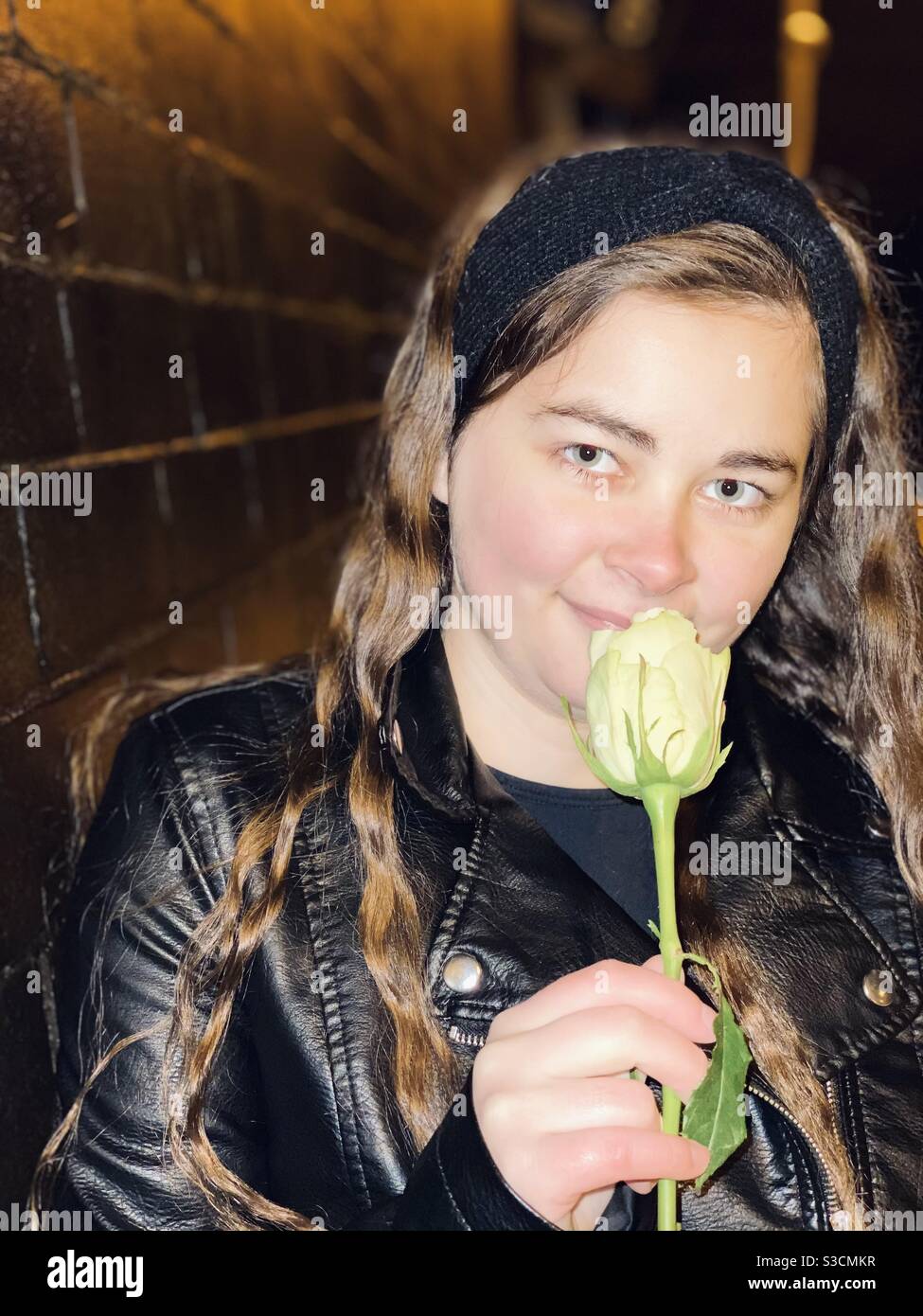 Girl and her Rose Stock Photo