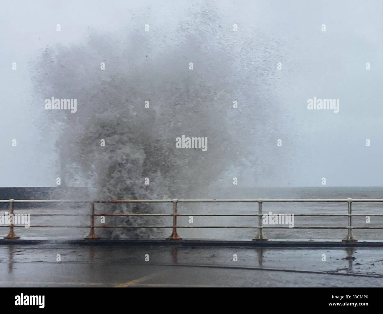 MmmAberystwyth, West Wales, UK. Wednesday 20th January 2021. Weather: Storm Christoph continues to batter the sea walls with high waves in Aberystwyth. Photo Credit ©️ Rose Voon / Alamy Live News Stock Photo