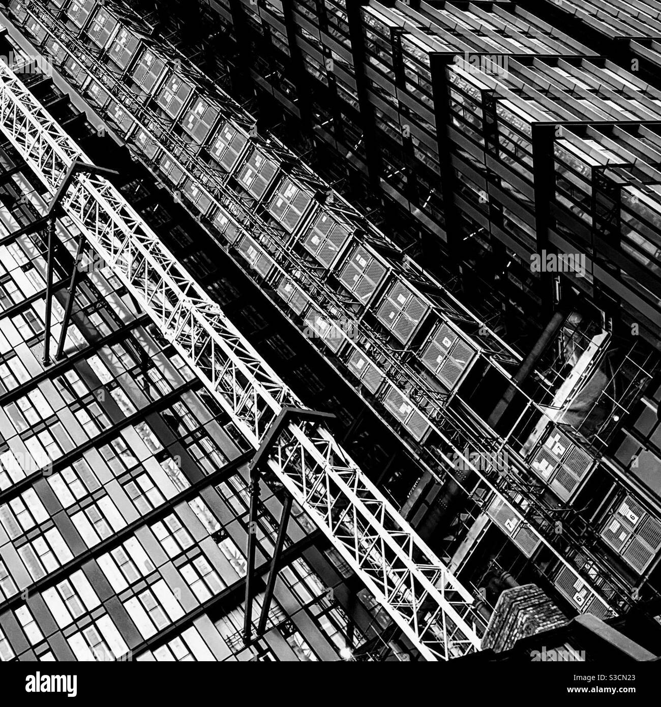 Skyscraper lift tower Black and White Stock Photos & Images - Alamy