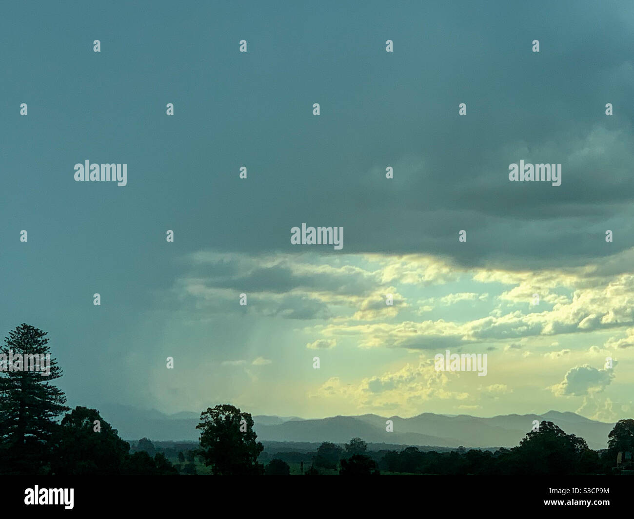 Raining in the hills, Australian landscape Stock Photo - Alamy