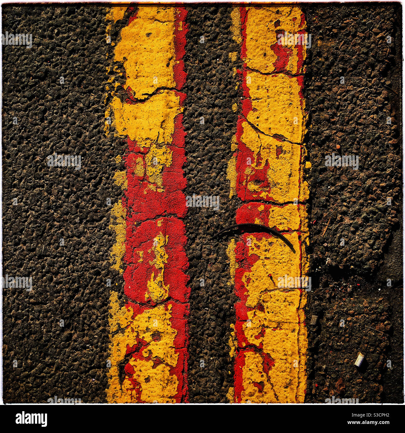 Red or Yellow lines? - Smartphone Captured Stock Image