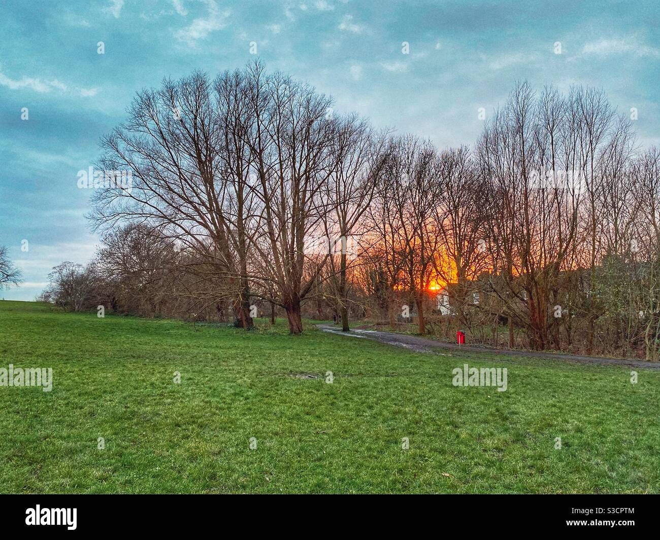 Sunset at Mountsfield Park in Lewisham, London, England - Smartphone Captured Stock Image