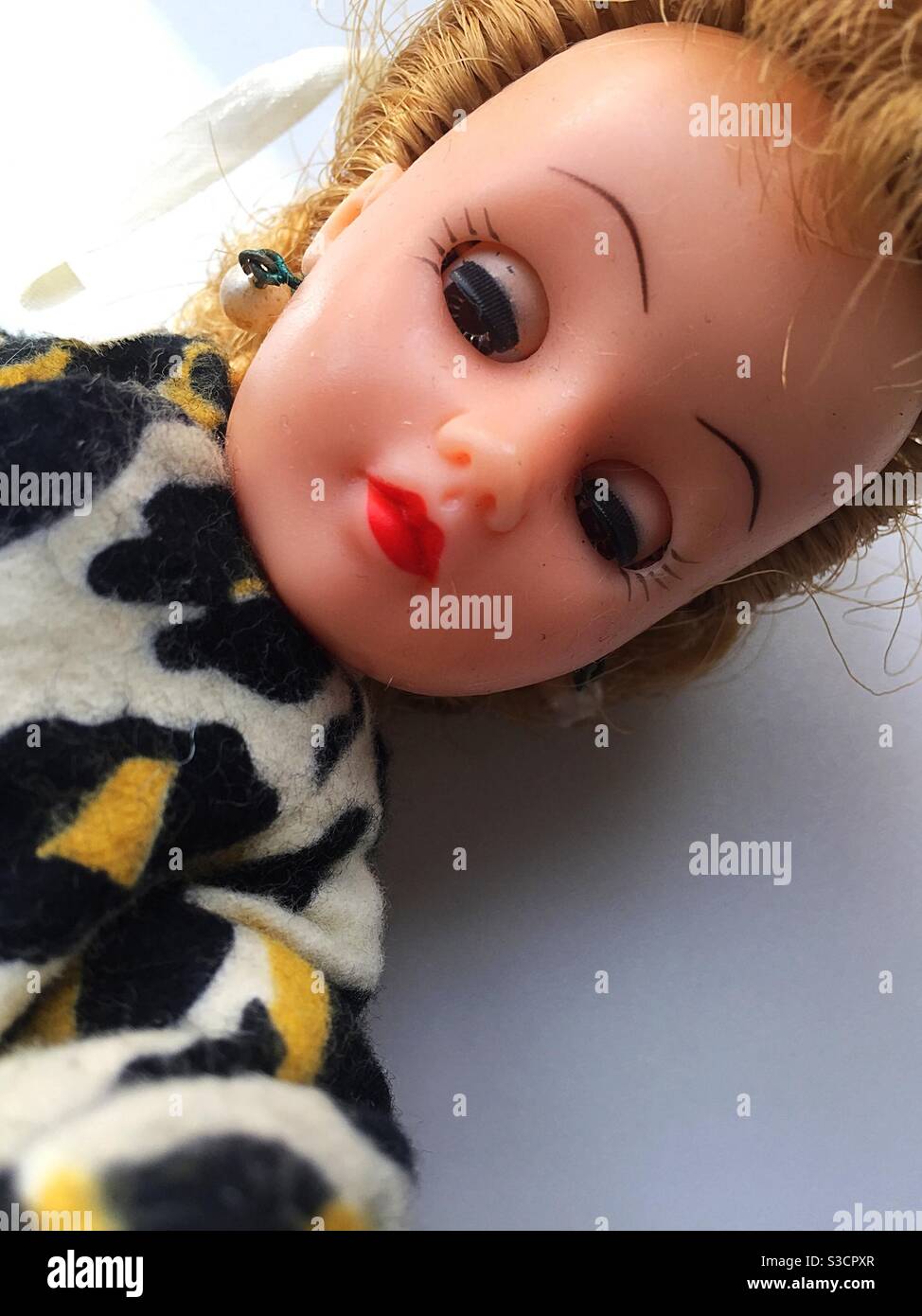 Antique Vogue Jill doll in a dressy leopard coat, 1950s - Smartphone Captured Stock Image