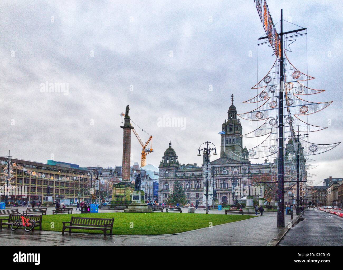 George Square in Glasgow at Christmas. Stock Photo