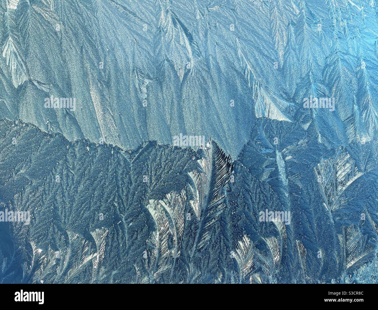 Heavy winter frost on window - Smartphone Captured Stock Image
