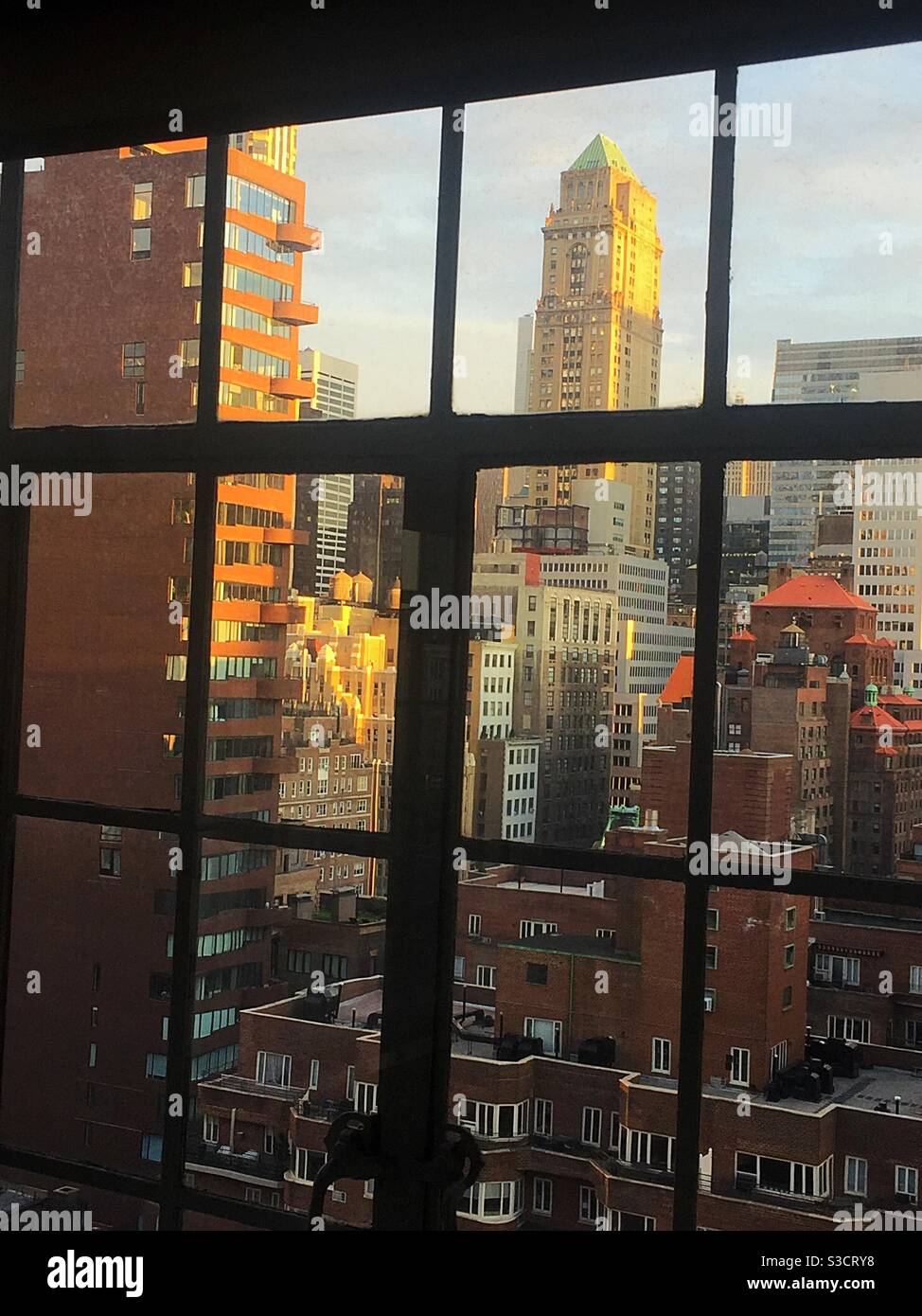 View of Midtown Manhattan from a high-rise Murray Hill hill apartment, NYC, USA - Smartphone Captured Stock Image