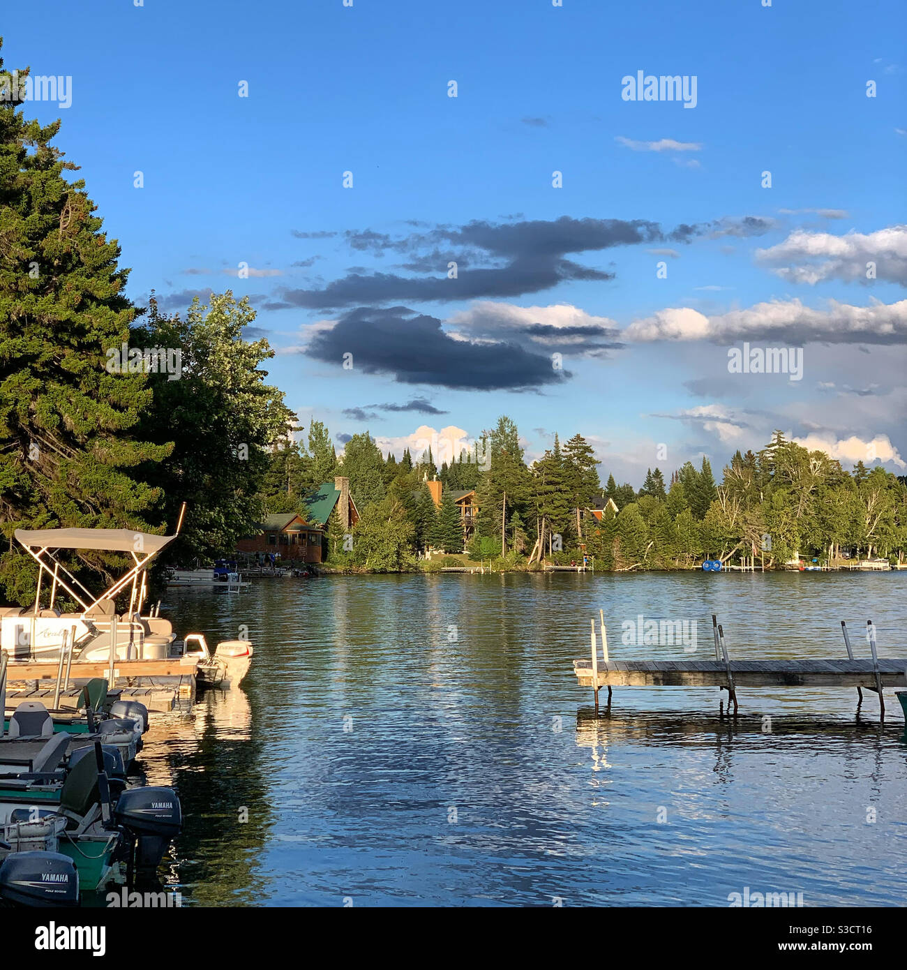 On Back Lake at the Tall Timber Lodge, Pittsburg, New Hampshire, United States - Smartphone Captured Stock Image