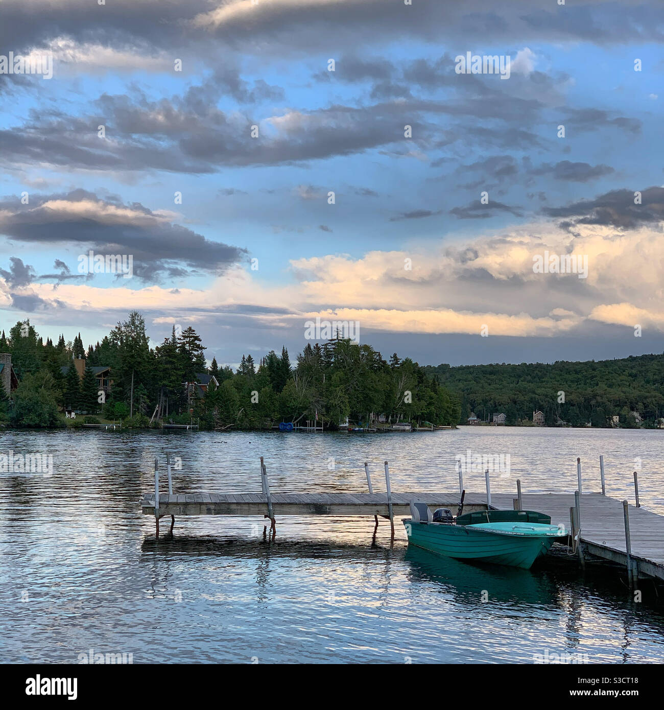 On Back Lake at the Tall Timber Lodge, Pittsburg, New Hampshire, United States - Smartphone Captured Stock Image