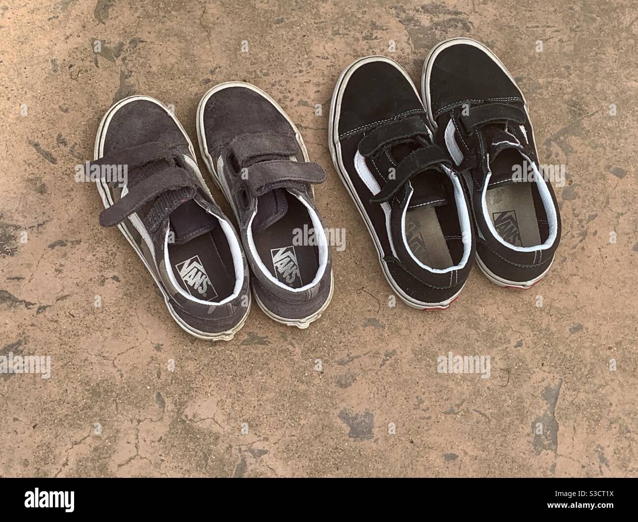 2 pair of vans shoes for kids Stock Photo