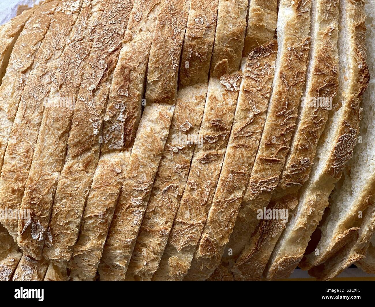 Closeup of a sliced bread Stock Photo
