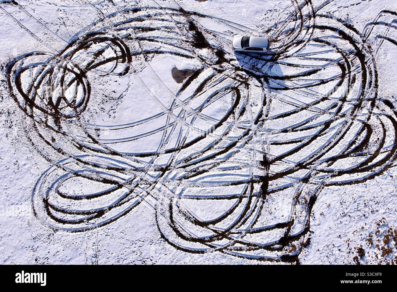 Car in the snow Stock Photo