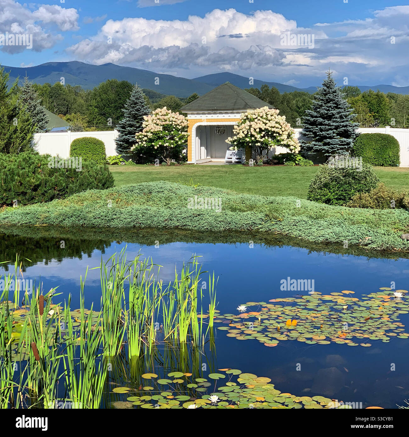Grounds of the Mountain View Grand Resort, Whitefield, New Hampshire, United States - Smartphone Captured Stock Image