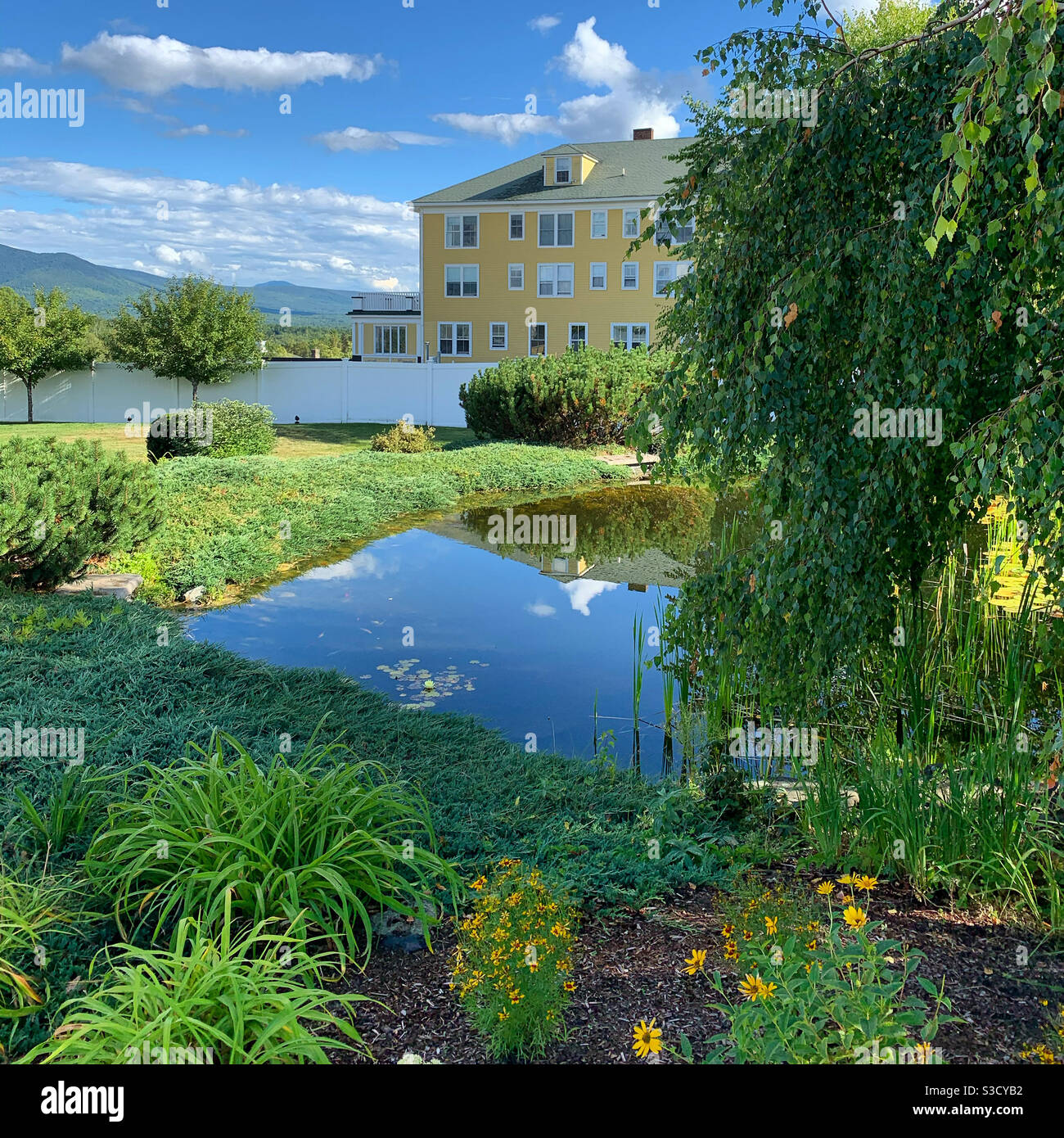 Grounds of the Mountain View Grand Resort, Whitefield, New Hampshire, United States - Smartphone Captured Stock Image