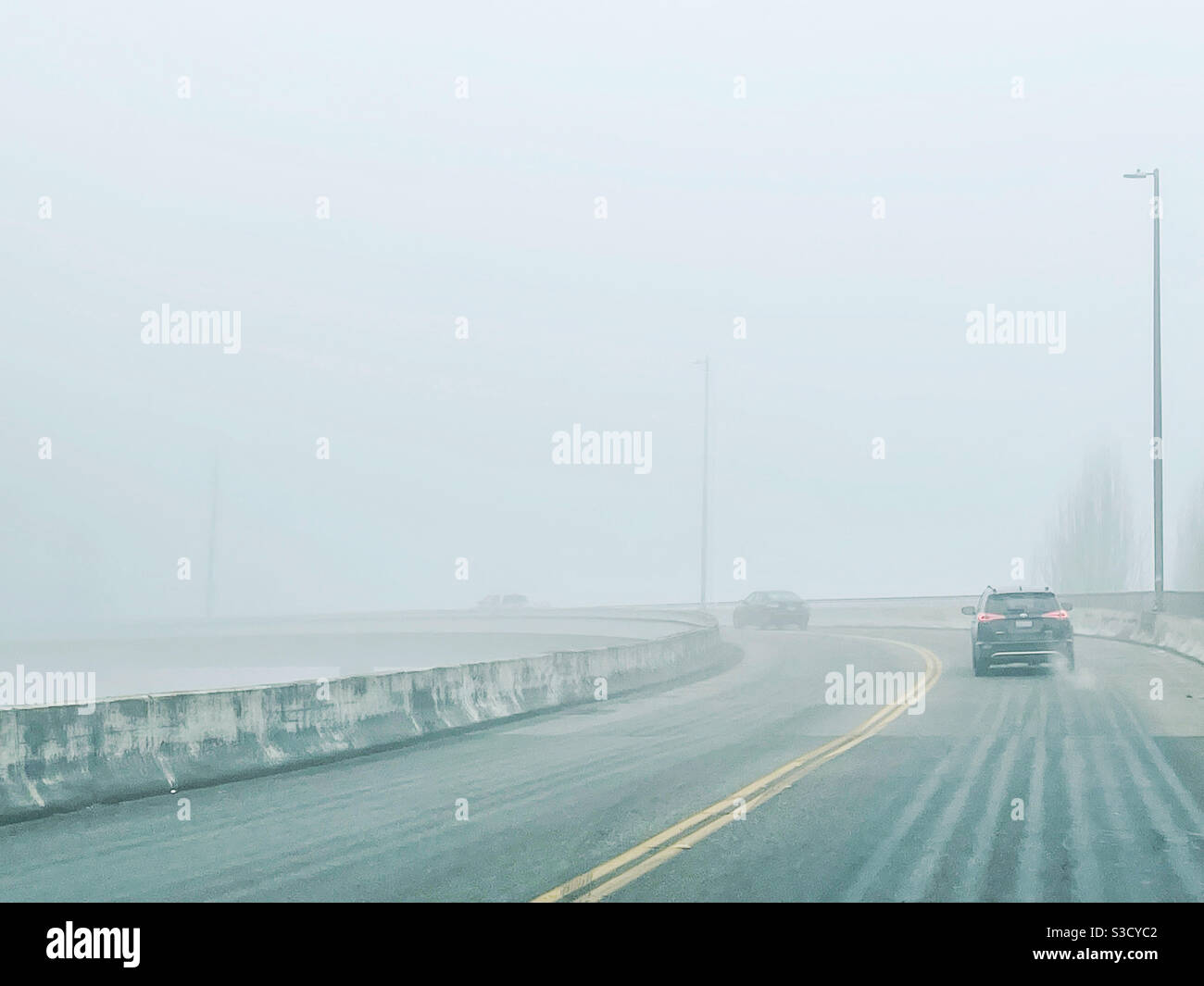 Driving into the fog - Smartphone Captured Stock Image
