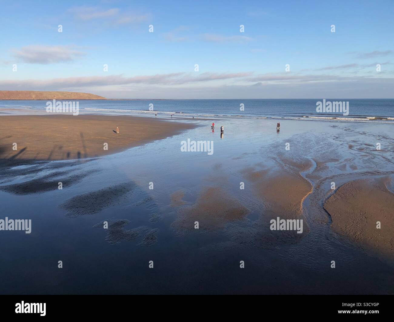 Empty UK beach in January during lockdown - Smartphone Captured Stock Image
