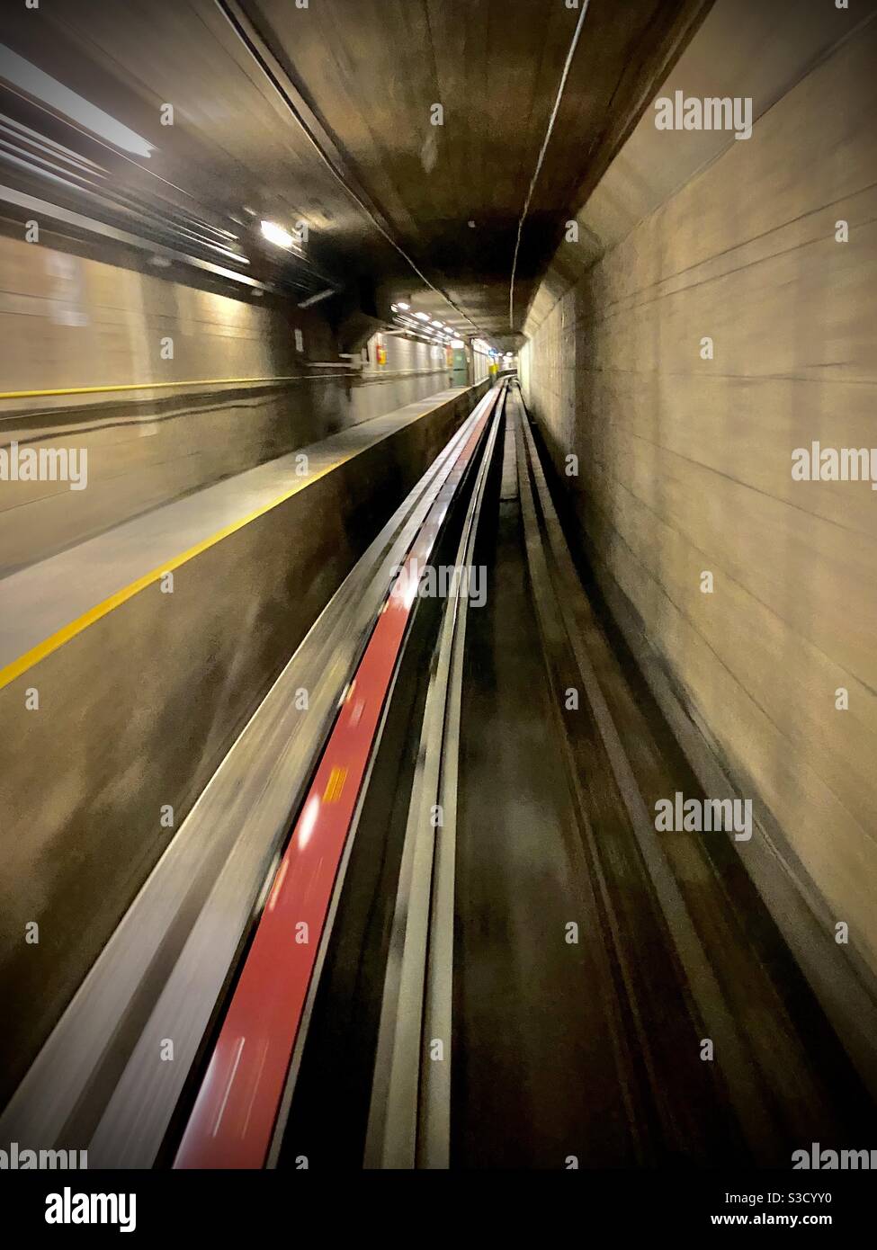 Moving through a subway tunnel - Smartphone Captured Stock Image