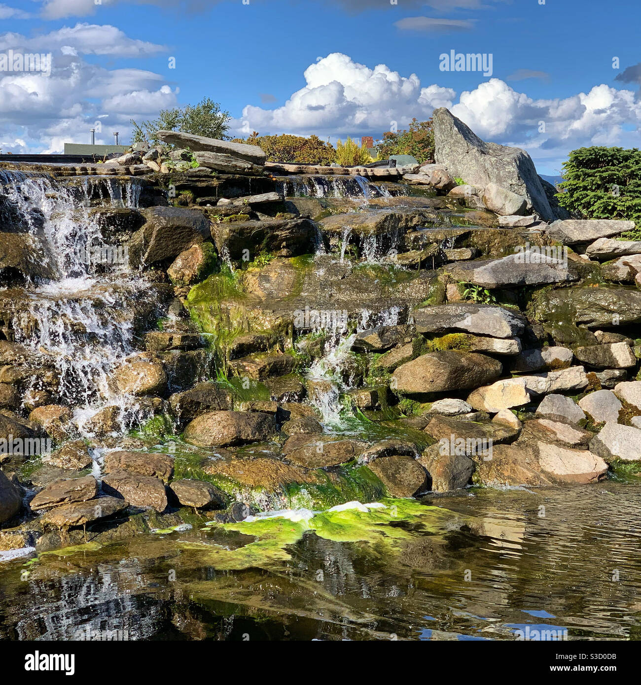 Landscaping on the grounds of the Mountain View Grand Resort, Whitefield, New Hampshire, United States - Smartphone Captured Stock Image