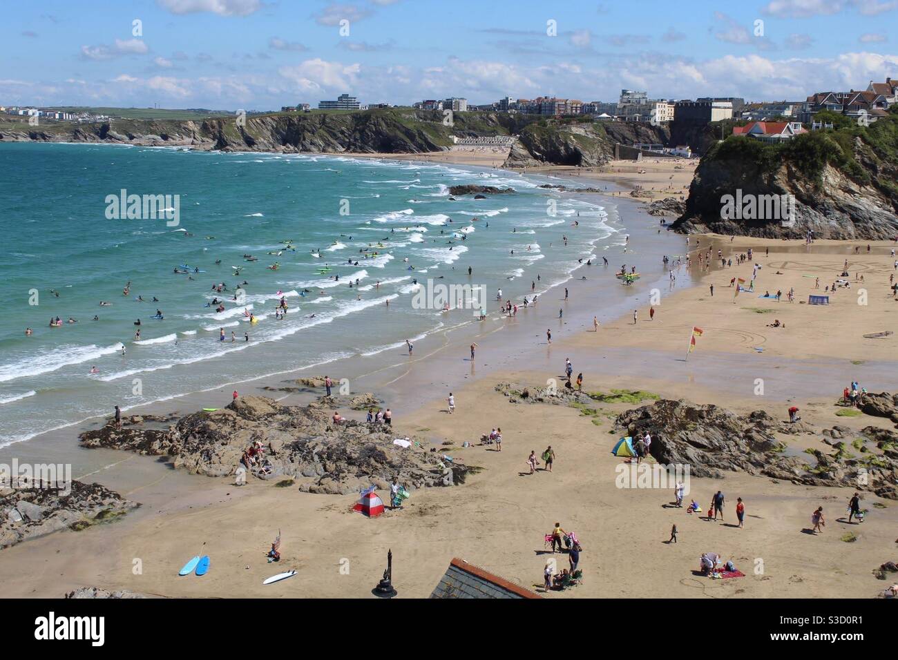 Towan beach Newquay after lockdown no.1 was lifted. Stock Photo