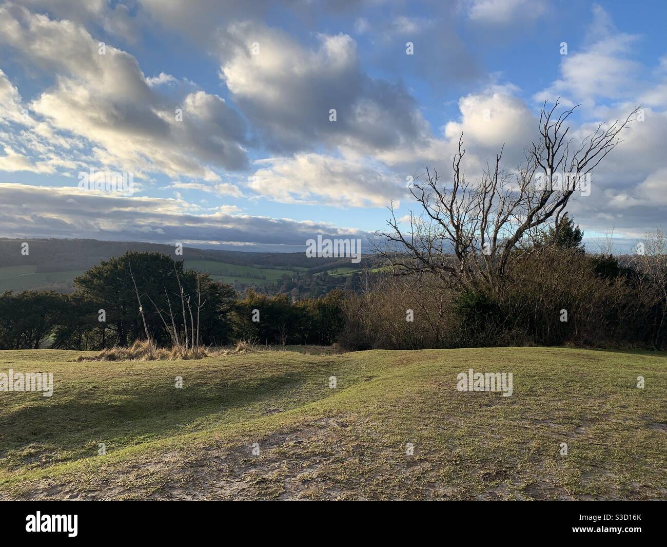 Box hull Surrey view with clouds - Smartphone Captured Stock Image