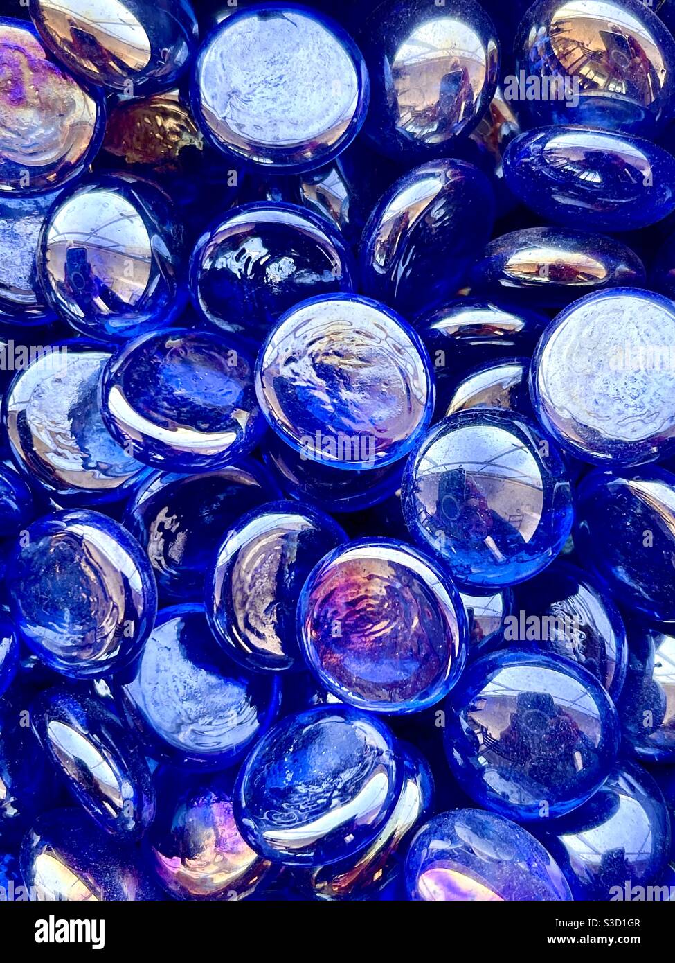 Blue glass pebbles Stock Photo Alamy