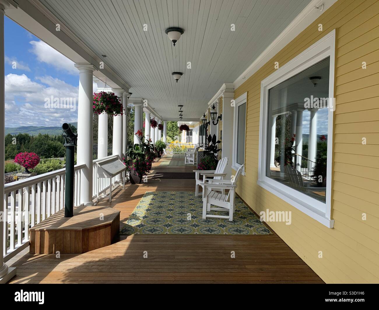 Front porch, Mountain View Grand Resort, Whitefield, New Hampshire, United States - Smartphone Captured Stock Image