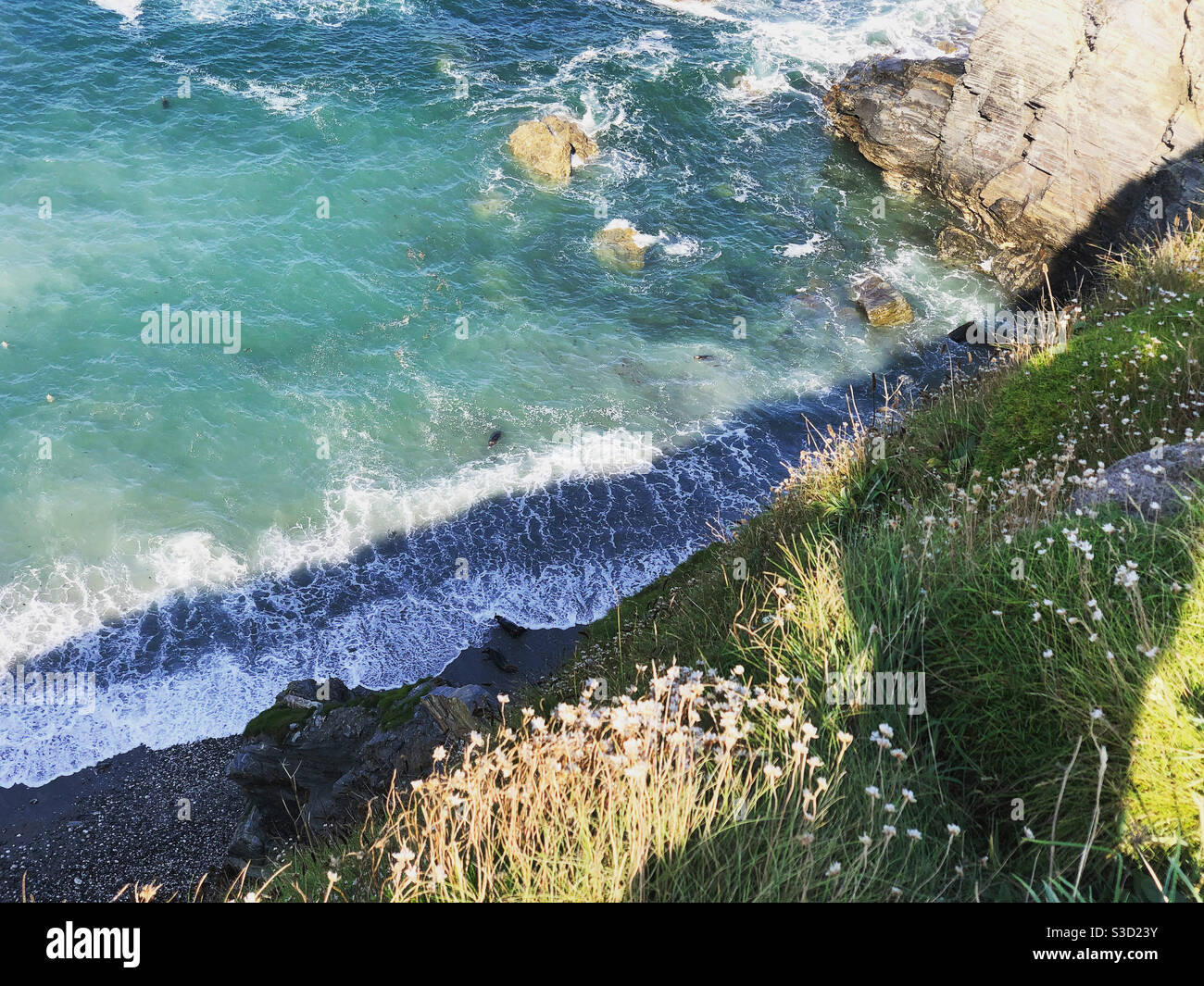 Photograph of sea taken from cliffs above Stock Photo