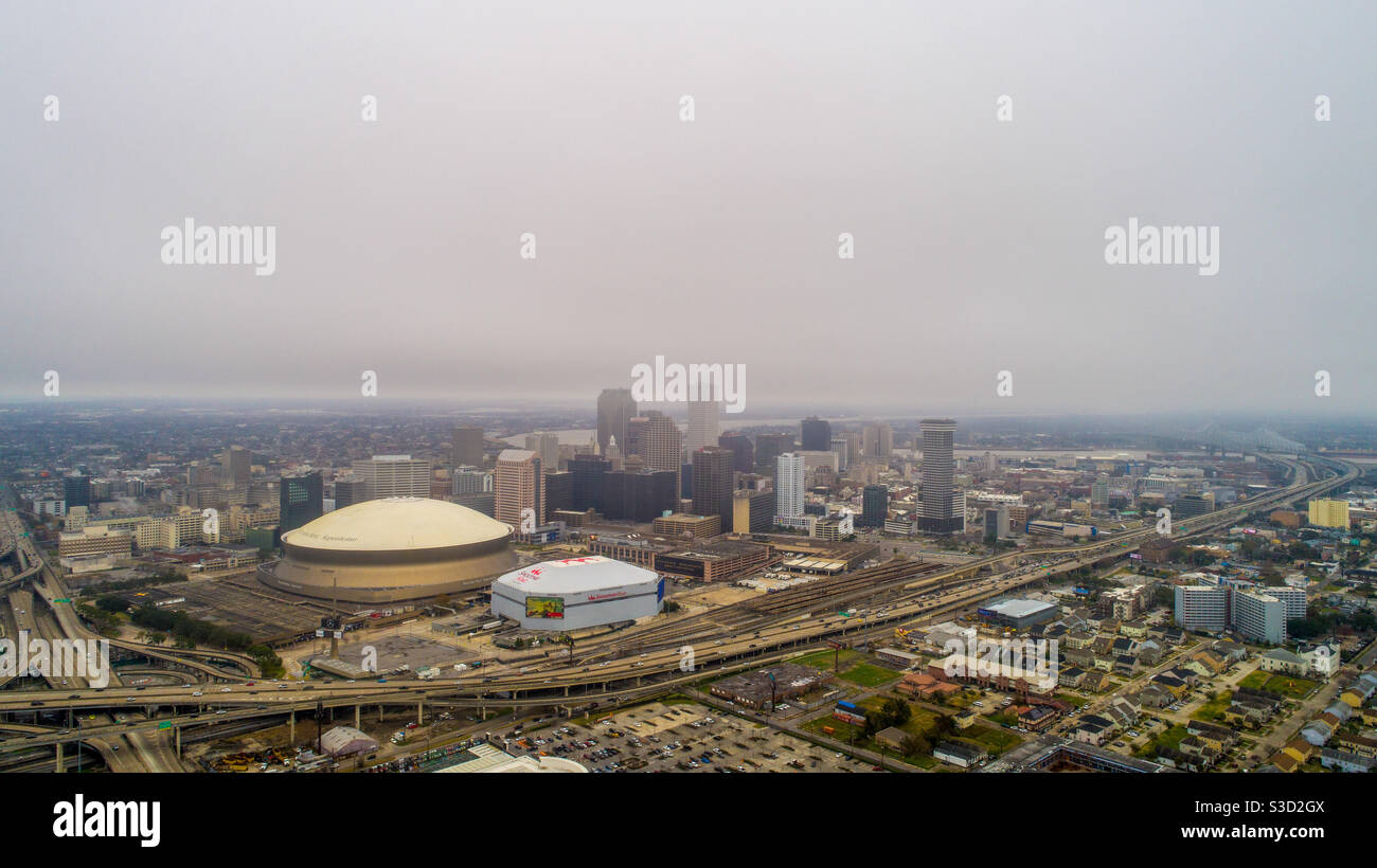 Aerial view of downtown New Orleans, Louisiana - Smartphone Captured Stock Image
