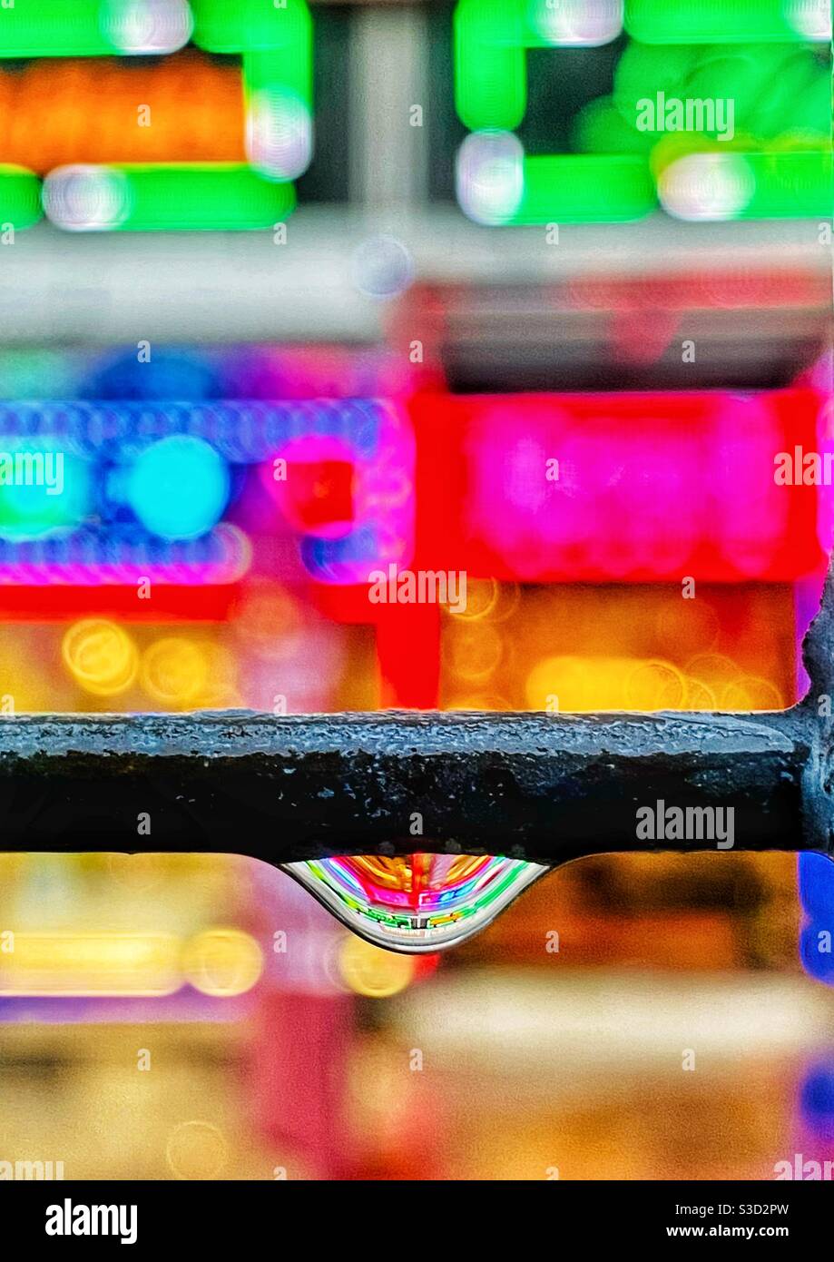Colorful lights and a water drop Stock Photo