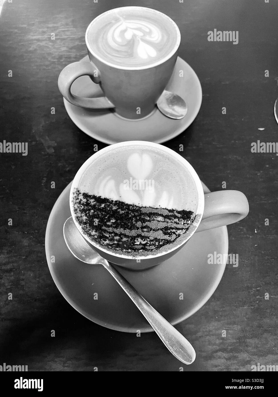 Black and white coffees Stock Photo