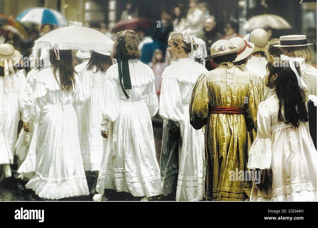 Young ladies in long gowns - Smartphone Captured Stock Image