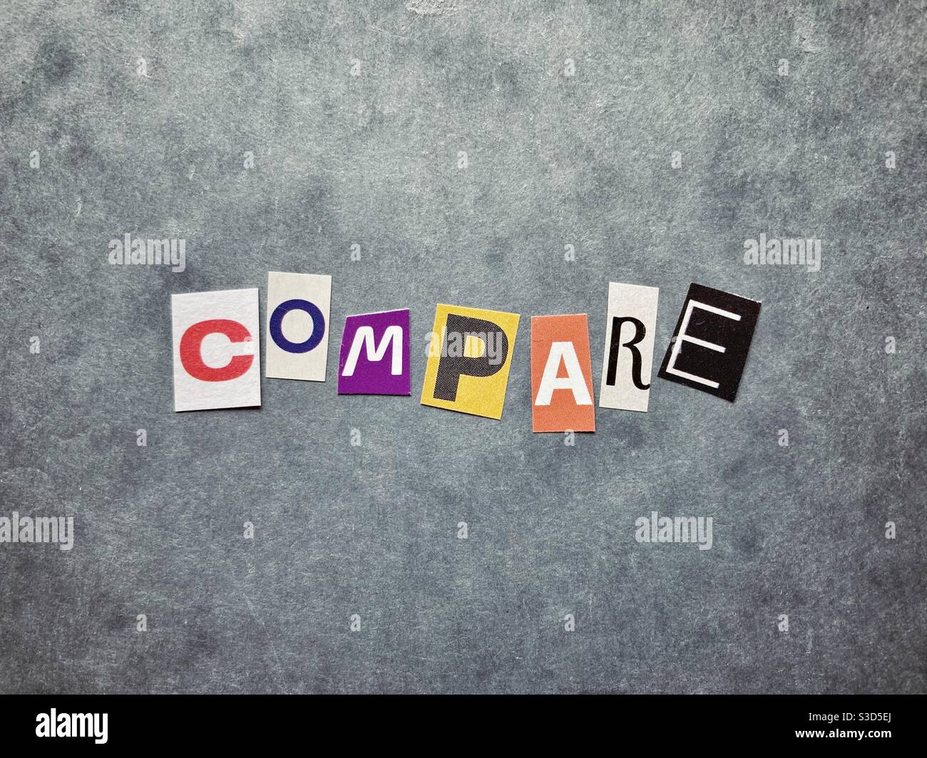Compare word concept Stock Photo