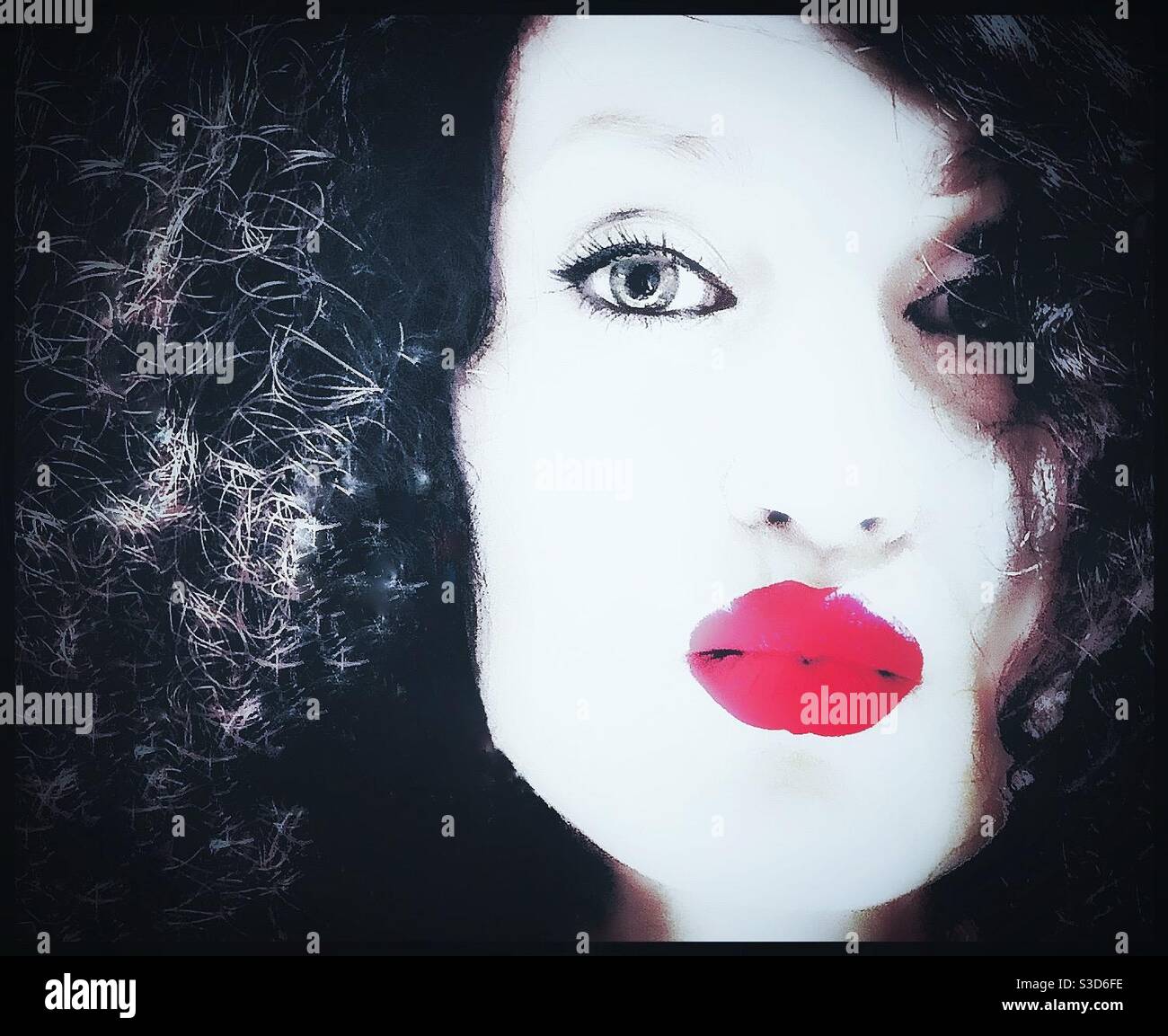 Red lips. - Smartphone Captured Stock Image