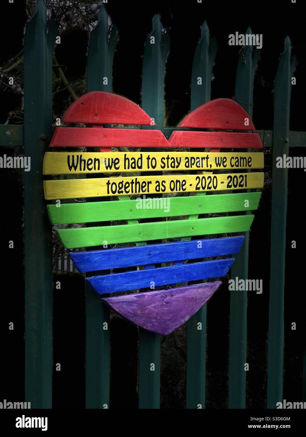 Wooden heart sign made for Covid 19 - Smartphone Captured Stock Image