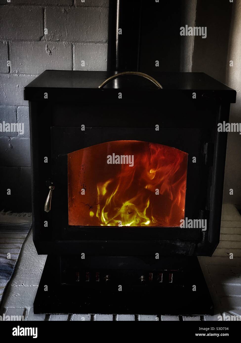 Cozy fireplace Stock Photo