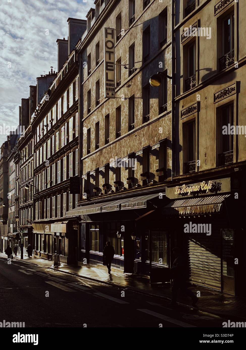 NotreDame de Lorette street in Paris. February at 10 am Stock Photo