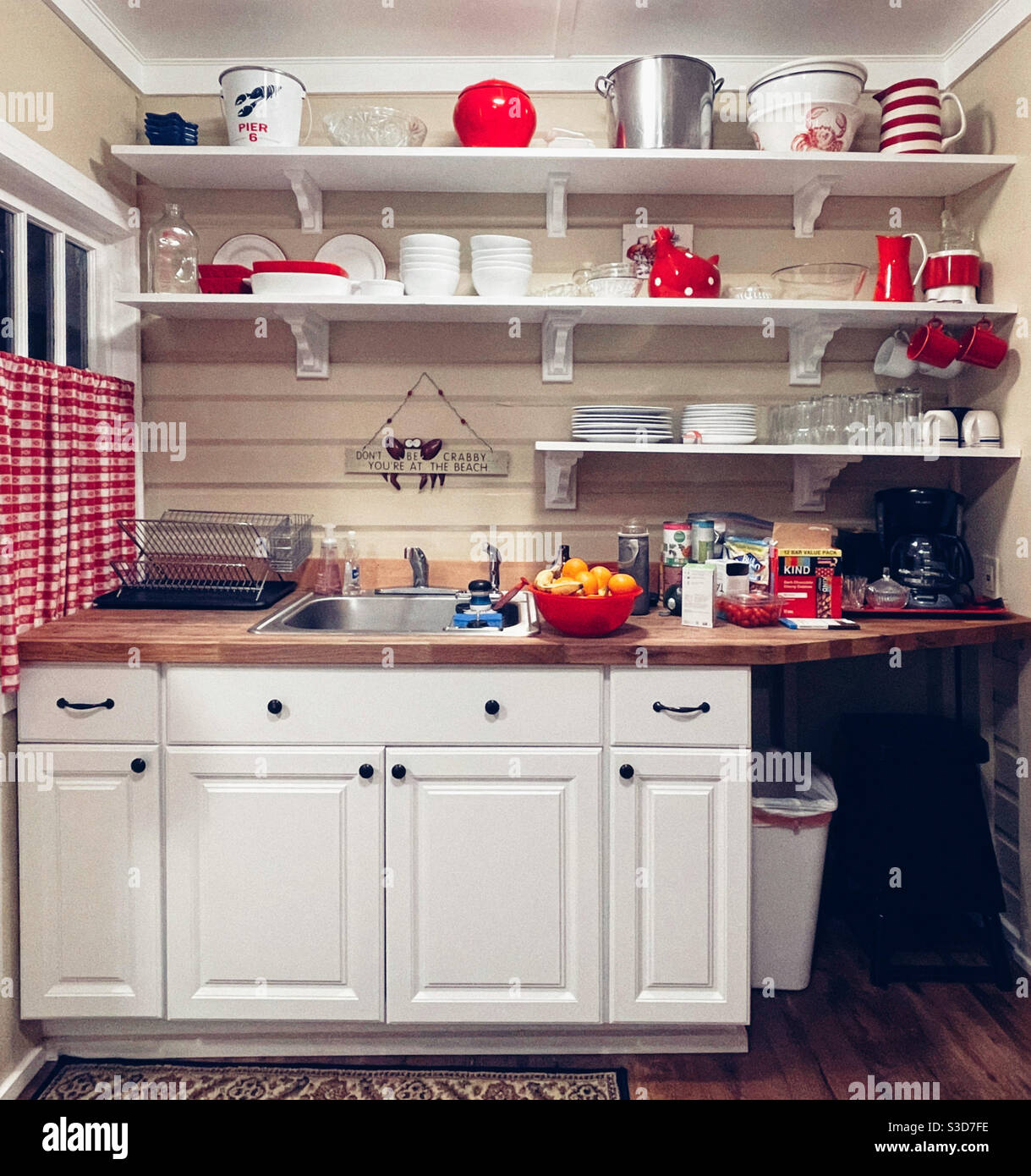 Interior of a kitchen in vacation cabin - Smartphone Captured Stock Image