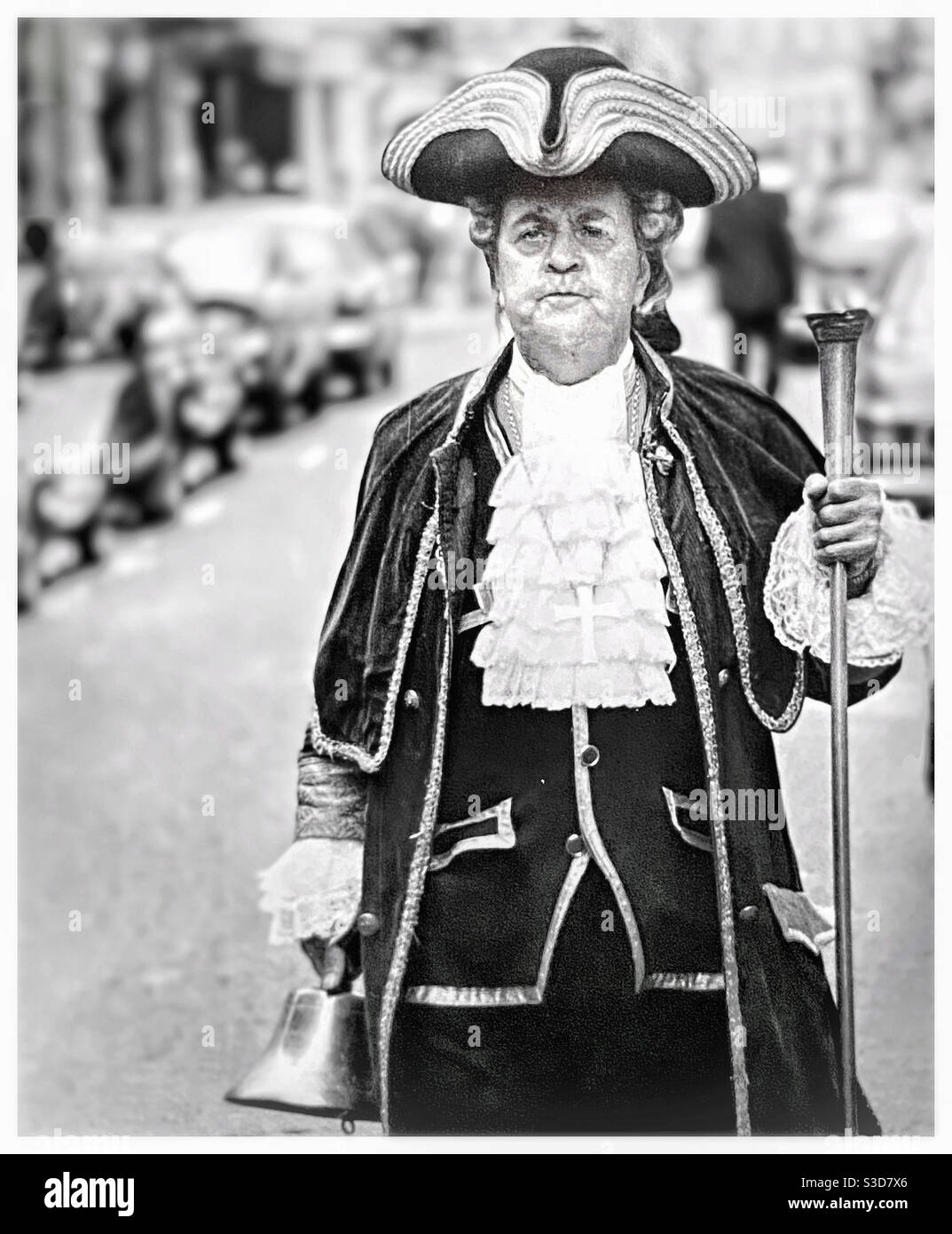 A Town crier in Jermyn street London. - Smartphone Captured Stock Image